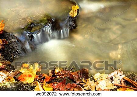 Stock Image - Autumn waterfall with lots of copy space. Fotosearch