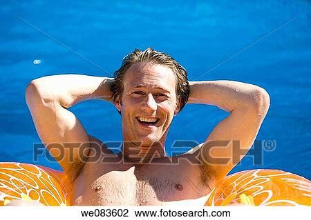 Stock Image - baby boomer, bathe, bathing, carefree. Fotosearch