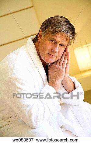 baby boomer, bedroom, bathrobe, absorbed View Large Photo Image Stock Photo - baby boomer, bedroom, bathrobe, absorbed. Fotosearch