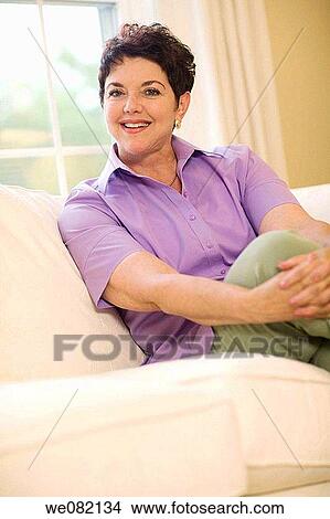baby boomer, calm, brunette, at-home View Large Photo Image Picture - baby boomer, calm, brunette, at-home. Fotosearch