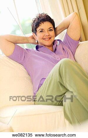 baby boomer, carefree, calm, brunette, at-home View Large Photo Image Stock Photography - baby boomer, carefree, calm, brunette, at-home. Fotosearch