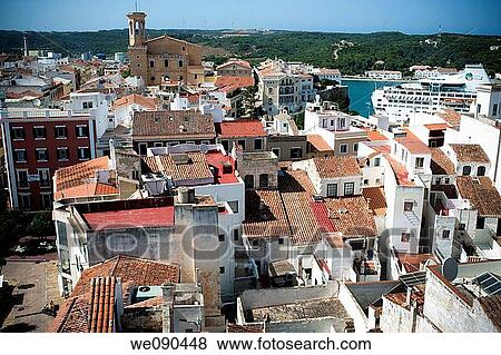Balearic Islands, Birdseye, blue sky, church, daylight View Large Photo Image Stock Photo - Balearic Islands, Birdseye, blue sky, church, daylight. Fotosearch
