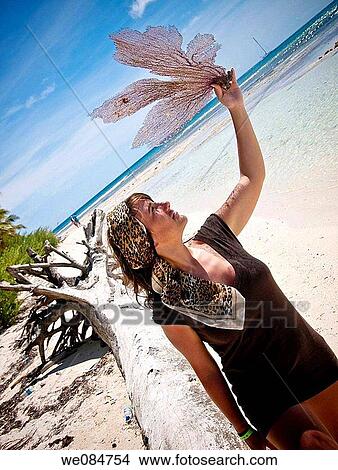 bandana, beach, brunette, calm View Large Photo Image Picture - bandana, beach, brunette, calm. Fotosearch