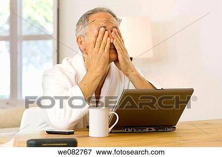 bathrobe, computer, at-home View Large Photo Image Stock Photo - bathrobe, computer, at-home. Fotosearch