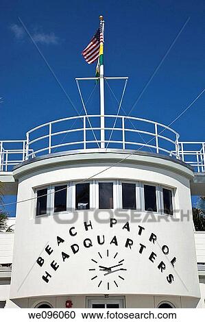 Stock Image - Beach Patrol Headquarters, South Beach, Miami, Florida, USA. Fotosearch