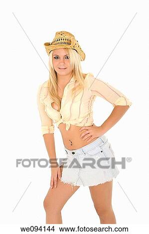 Beautiful and sexy Caucasian cowgirl on white background View Large Photo Image Picture - Beautiful and sexy Caucasian cowgirl on white background. Fotosearch