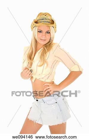 Beautiful and sexy Caucasian cowgirl on white background View Large Photo Image Stock Photograph - Beautiful and sexy Caucasian cowgirl on white background. Fotosearch
