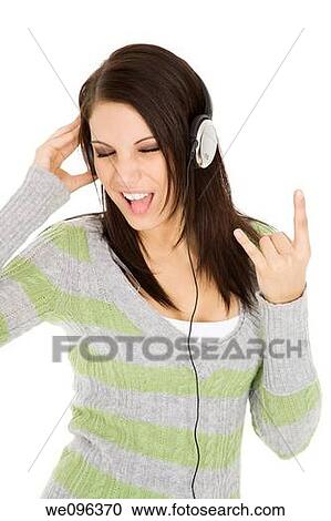 Beautiful and sexy caucasian girl listening to music View Large Photo Image Stock Image - Beautiful and sexy caucasian girl listening to music. Fotosearch