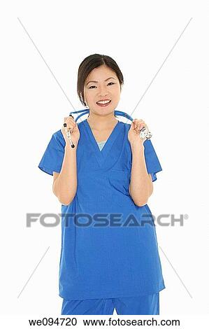 Beautiful Asian doctor or nurse on a white background View Large Photo Image Stock Image - Beautiful Asian doctor or nurse on a white background. Fotosearch