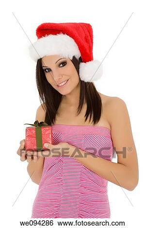 Beautiful Caucasain female holding gifts on white background View Large Photo Image Stock Photograph - Beautiful Caucasain female holding gifts on white background. Fotosearch
