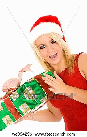 Beautiful Caucasain female holding gifts on white background View Large Photo Image Stock Photography - Beautiful Caucasain female holding gifts on white background. Fotosearch