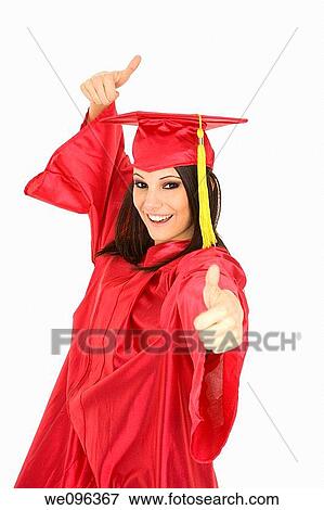Beautiful Caucasain girl in gratuation gowns and smiling View Large Photo Image Stock Photo - Beautiful Caucasain girl in gratuation gowns and smiling. Fotosearch