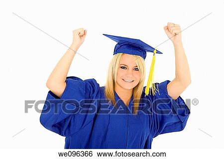 Beautiful Caucasain girl in gratuation gowns and smiling View Large Photo Image Stock Photograph - Beautiful Caucasain girl in gratuation gowns and smiling. Fotosearch