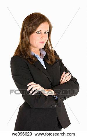 Beautiful Caucasian businesswoman on a white background View Large Photo Image Stock Photo - Beautiful Caucasian businesswoman on a white background. Fotosearch
