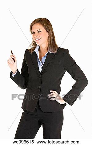 Stock Photography - Beautiful Caucasian businesswoman on a white background. Fotosearch