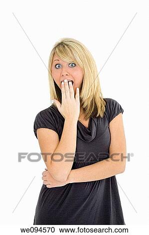 Beautiful caucasian teenager standing on white background with a look of surprise and with some attitude View Large Photo Image Stock Image - Beautiful caucasian teenager standing on white background with a look of surprise and with some attitude. Fotosearch