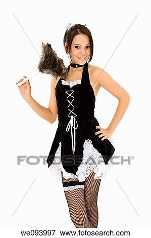 Beautiful caucasian woman dressed in a French Maid costume View Large Photo Image Stock Photo - Beautiful caucasian woman dressed in a French Maid costume. Fotosearch