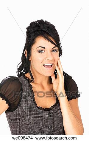 Beautiful Caucasian woman on a white background View Large Photo Image Picture - Beautiful Caucasian woman on a white background. Fotosearch