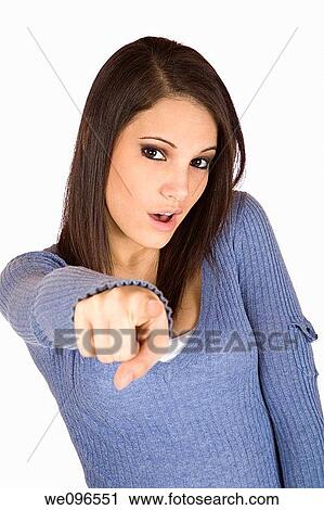 Beautiful Caucasian woman point at the camera View Large Photo Image Stock Image - Beautiful Caucasian woman point at the camera. Fotosearch
