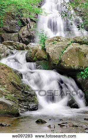 Beautiful Spruce Flat Falls in Great Smoky Mountains National Park, on the border of North Carolina and Tennessee View Large Photo Image Stock Image - Beautiful Spruce Flat Falls in Great Smoky Mountains National Park, on the border of North Carolina and Tennessee. Fotosearch