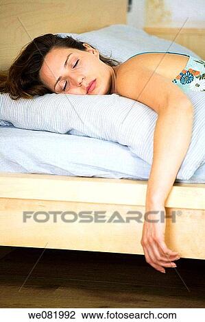 bed, chestnut hair, brown hair, at-home View Large Photo Image Stock Image - bed, chestnut hair, brown hair, at-home. Fotosearch