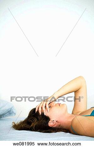 bed, chestnut hair, brown hair, at-home View Large Photo Image Stock Photography - bed, chestnut hair, brown hair, at-home. Fotosearch