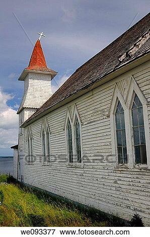 Bent steeple with cross of Anglican Christ Church at Clarke's Head Gander Bay Newfoundland View Large Photo Image Stock Photo - Bent steeple with cross of Anglican Christ Church at Clarke's Head Gander Bay Newfoundland. Fotosearch