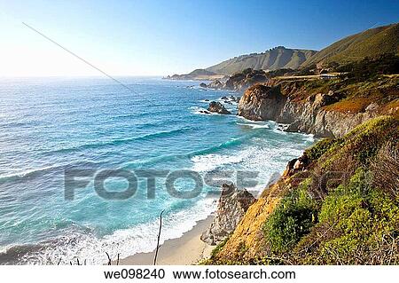 Big Sur is a sparsely populated region of the central California coast where the Santa Lucia Mountains rise abruptly from the Pacific Ocean View Large Photo Image Stock Image - Big Sur is a sparsely populated region of the central California coast where the Santa Lucia Mountains rise abruptly from the Pacific Ocean. Fotosearch