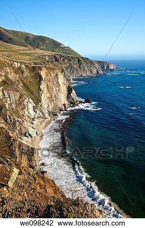 Big Sur is a sparsely populated region of the central California coast where the Santa Lucia Mountains rise abruptly from the Pacific Ocean View Large Photo Image Stock Image - Big Sur is a sparsely populated region of the central California coast where the Santa Lucia Mountains rise abruptly from the Pacific Ocean. Fotosearch