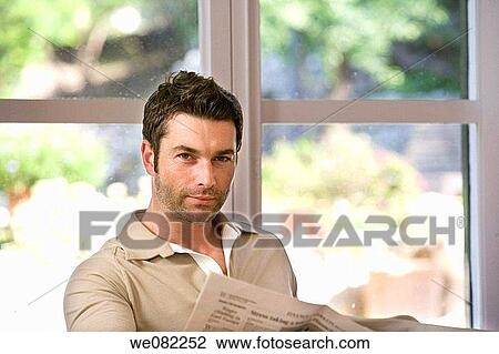 Stock Image - black hair, calm, at-home. Fotosearch