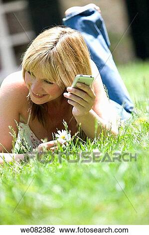 blond, calm, cell phone View Large Photo Image Stock Image - blond, calm, cell phone. Fotosearch