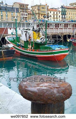 Boat at dock, San Sebastian, Guipuzcoa, Basque Country, Spain View Large Photo Image Stock Image - Boat at dock, San Sebastian, Guipuzcoa, Basque Country, Spain. Fotosearch
