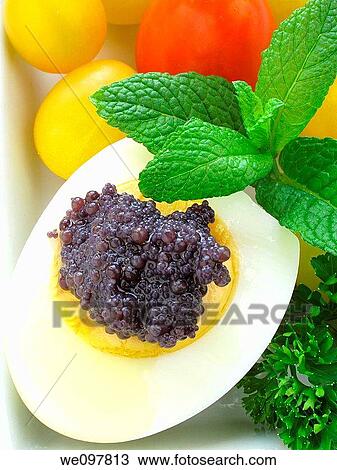Boiled egg, Lumpfish roe, tomatoes and mint View Large Photo Image Stock Image - Boiled egg, Lumpfish roe, tomatoes and mint. Fotosearch
