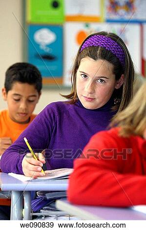 book, brunette, child, classroom View Large Photo Image Stock Photo - book, brunette, child, classroom. Fotosearch
