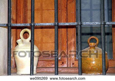 Botijos Spanish pottery for drinking water View Large Photo Image Stock Photo - Botijos Spanish pottery for drinking water. Fotosearch