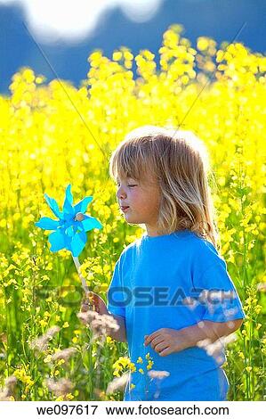 boy with long blond hair holding pinwheel in canola field View Large Photo Image Stock Photo - boy with long blond hair holding pinwheel in canola field. Fotosearch