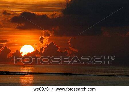 Stock Photo - Break of day, Asiatic, beach, background, awake, Asia. Fotosearch
