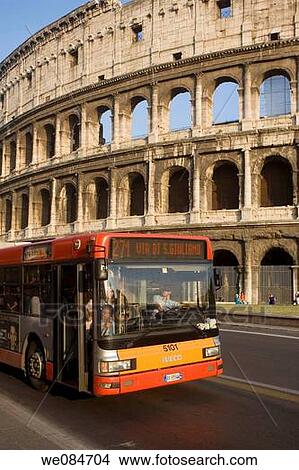 Bus in front of the colosseum, Rome, Italy View Large Photo Image Picture - Bus in front of the colosseum, Rome, Italy. Fotosearch