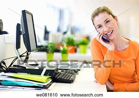 Stock Image - business, calling, cell phone. Fotosearch