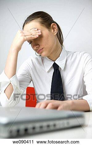 Business Woman Tired at laptop View Large Photo Image Stock Image - Business Woman Tired at laptop. Fotosearch
