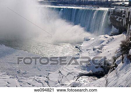 Canadian Horseshoe Falls at Niagara Falls Ontario with sheets of ice in winter View Large Photo Image Stock Image - Canadian Horseshoe Falls at Niagara Falls Ontario with sheets of ice in winter. Fotosearch