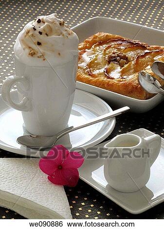 Capuccino with apple pie and nuts View Large Photo Image Stock Photograph - Capuccino with apple pie and nuts. Fotosearch
