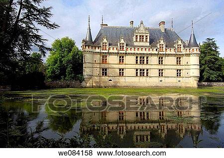 Castle of Azay-le-Rideau (16th century, architect Gilles Berthelot). Indre-et-Loire, France View Large Photo Image Stock Photo - Castle of Azay-le-Rideau (16th century, architect Gilles Berthelot). Indre-et-Loire, France. Fotosearch
