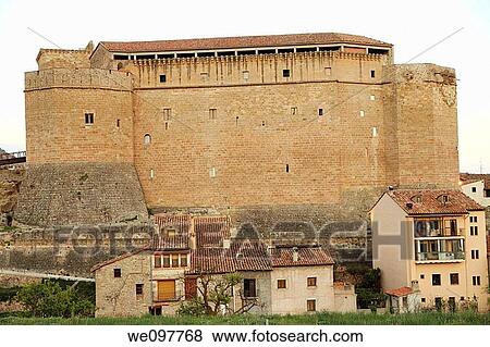 Castle of Mora de Rubielos Spring scenery Gudar mountains Teruel province Aragon Spain View Large Photo Image Stock Photo - Castle of Mora de Rubielos Spring scenery Gudar mountains Teruel province Aragon Spain. Fotosearch
