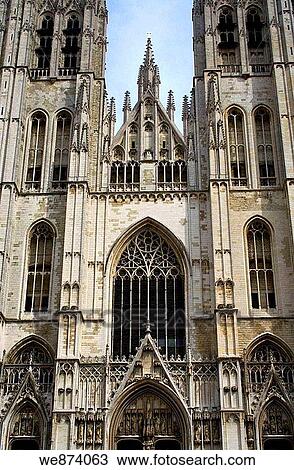 Stock Image - Cathedral, Brussels, Belgium August 2006. Fotosearch