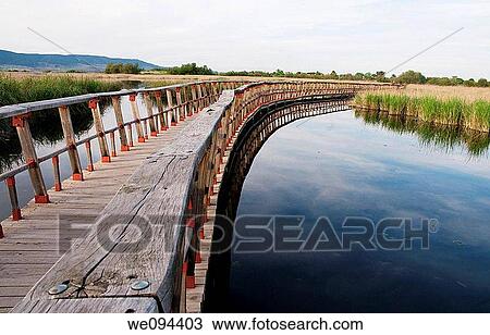 Catwalk and lake. Tablas de Daimiel National Park, Ciudad Real province, Castilla La Mancha, Spain. View Large Photo Image Stock Image - Catwalk and lake. Tablas de Daimiel National Park, Ciudad Real province, Castilla La Mancha, Spain.. Fotosearch