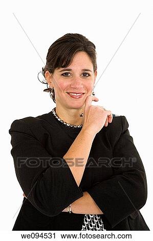 Caucasian businesswoman standing and smiling View Large Photo Image Stock Image - Caucasian businesswoman standing and smiling. Fotosearch