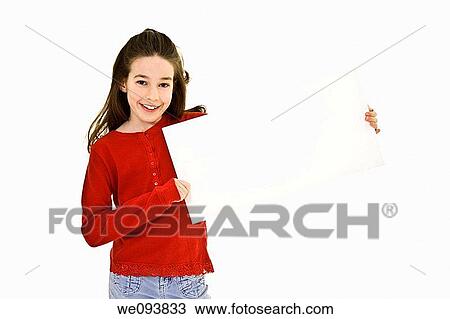 Caucasian child holding a blank sign so you can add your own advertising slogan She is on a white background View Large Photo Image Stock Image - Caucasian child holding a blank sign so you can add your own advertising slogan She is on a white background. Fotosearch