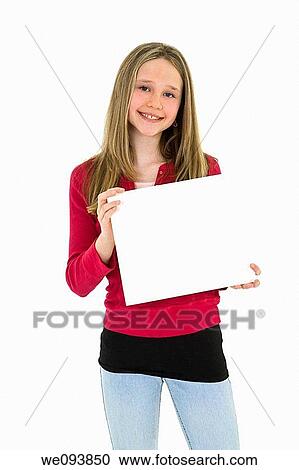 Caucasian child holding a blank sign so you can add your own advertising slogan She is on a white background View Large Photo Image Stock Image - Caucasian child holding a blank sign so you can add your own advertising slogan She is on a white background. Fotosearch