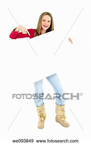 Caucasian child holding a blank sign so you can add your own advertising slogan She is on a white background View Large Photo Image Stock Photo - Caucasian child holding a blank sign so you can add your own advertising slogan She is on a white background. Fotosearch